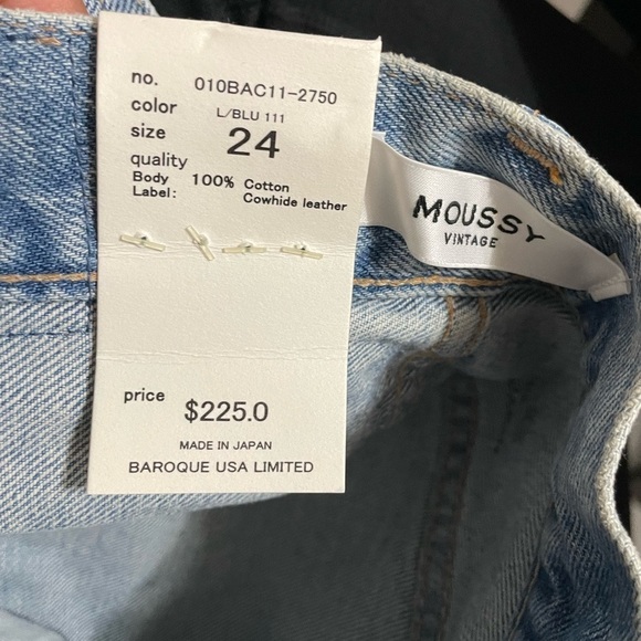 NWT MOUSSY  jean skirt cowhide leather - Picture 3 of 4